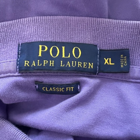 Polo Ralph Lauren Men’s Polo Shirt Solid Purple Embroidered Pony Chest Logo XL - Picture 5 of 6